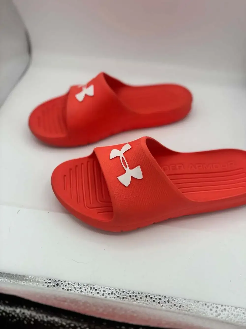 Under Armour Unisex UA Core PTH Slide Sandals, peachy orange color